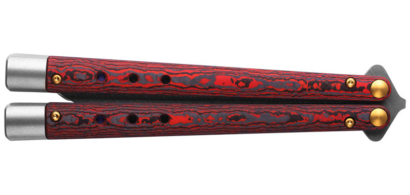 Couteau papillon Benchmade Necron Lava Flow damas