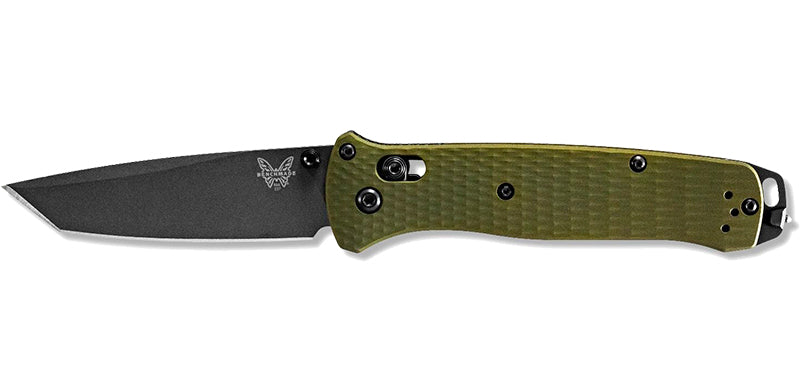 Couteau pliant Benchmade Bailout - Manche aluminium olive, lame grise, CPM M4, tranchant lisse