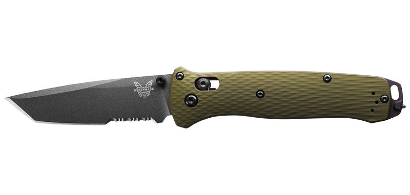 Couteau pliant Benchmade Bailout - Manche aluminium olive, lame noire, CPM M4, tranchant mixte