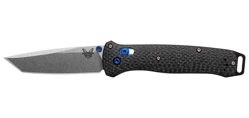 Couteau pliant Benchmade Bailout - Manche carbone noir, lame stonewash, M390, tranchant lisse