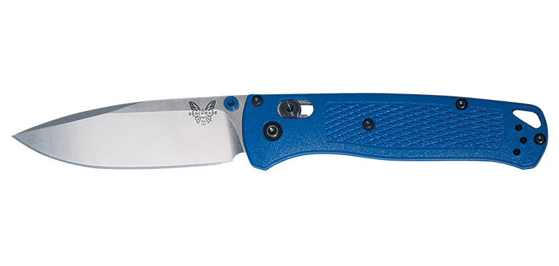 Couteau pliant Benchmade Bugout - Manche grivory bleu, lame blanche, CPM S30V
