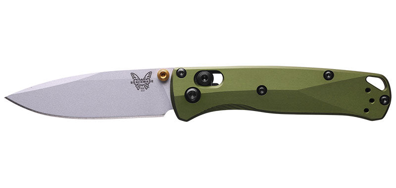 Couteau pliant Benchmade Mini Bugout - Manche aluminium vert, lame blanche, CPM S90V