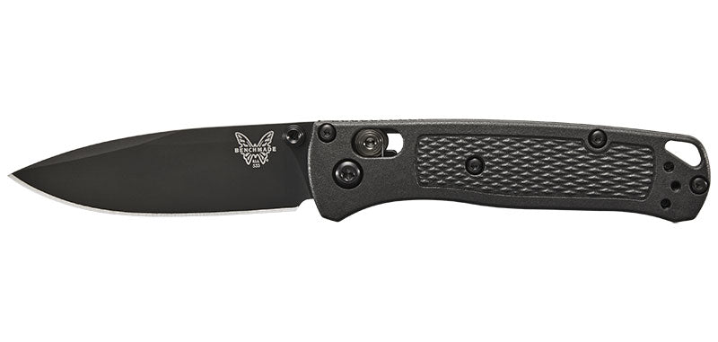 Couteau pliant Benchmade Mini Bugout - Manche cf-elite noir, lame noire, CPM S30V