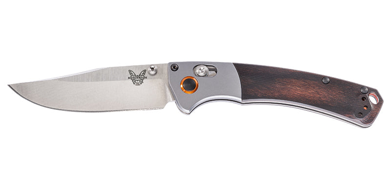 Couteau pliant Benchmade Mini Crooked River - Lame 86mm - Manche Bois stabilisé - Mitres Aluminium