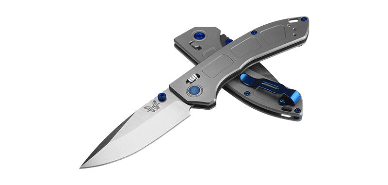 Couteau pliant Benchmade Mini Narrows titane - Manche titane gris, lame blanche