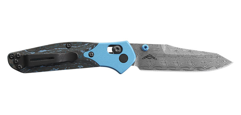 Couteau pliant Benchmade Mini Osborne - Manche carbone motif, lame damas, Damas
