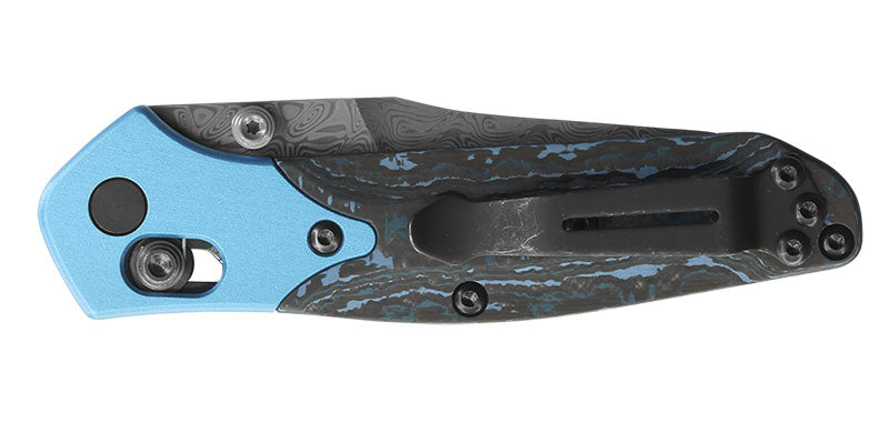 Couteau pliant Benchmade Mini Osborne - Manche carbone motif, lame damas, Damas