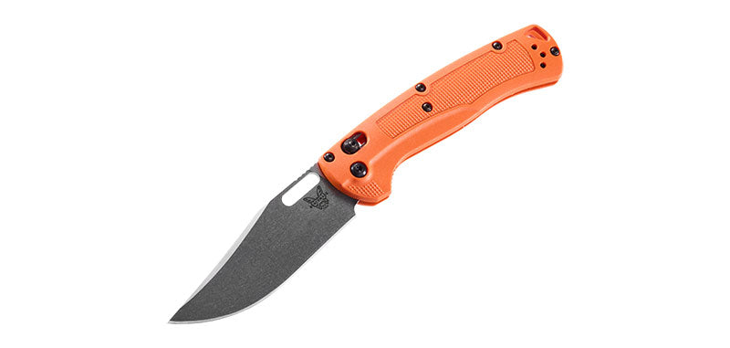 Couteau pliant Benchmade Taggedout - Manche grivory orange, lame blanche, CPM 154, lame de 89 mm