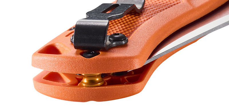 Couteau pliant Benchmade Taggedout - Manche grivory orange, lame blanche, CPM 154, lame de 89 mm