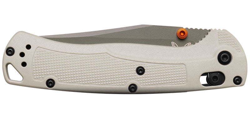 Couteau pliant Benchmade Taggedout - Manche grivory tan, lame verte, Elmax, lame de 89 mm