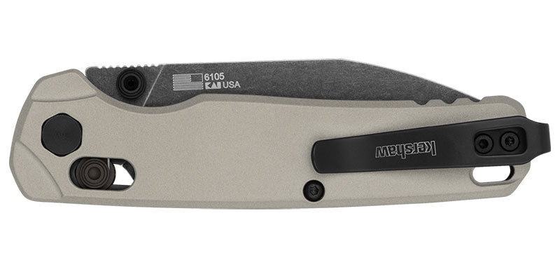 Couteau pliant Kershaw Bel Air - Manche aluminium beige, lame blackwash, lame de 76 mm