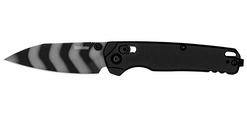 Couteau pliant Kershaw Bel Air - Manche aluminium noir, lame bicolore, lame de 79 mm