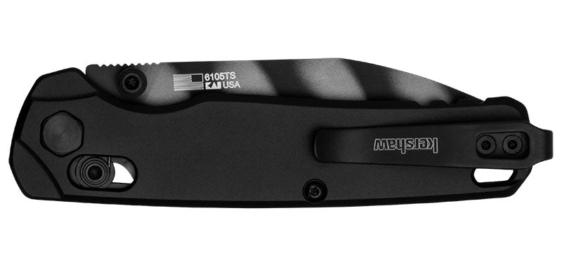 Couteau pliant Kershaw Bel Air - Manche aluminium noir, lame bicolore, lame de 79 mm