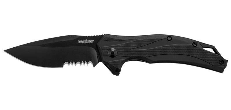 Couteau pliant Kershaw Lateral lame mixte noire