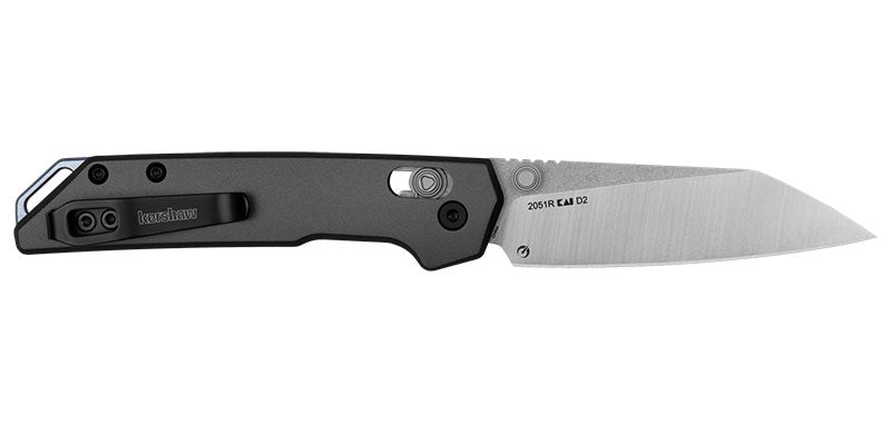 Couteau pliant Kershaw Mini Iridium Reverse Tanto - Manche aluminium gris, lame stonewash