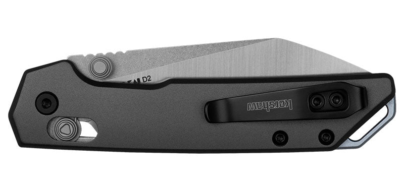 Couteau pliant Kershaw Mini Iridium Reverse Tanto - Manche aluminium gris, lame stonewash