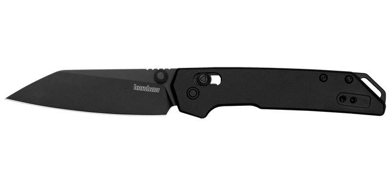 Couteau pliant Kershaw Mini Iridium Reverse Tanto - Manche aluminium noir, lame noire