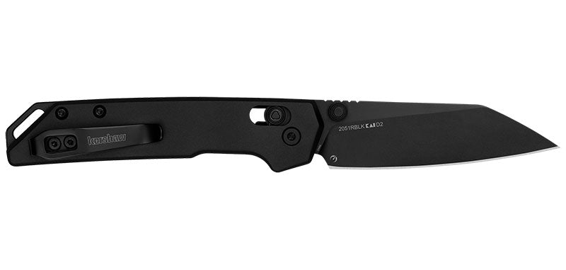Couteau pliant Kershaw Mini Iridium Reverse Tanto - Manche aluminium noir, lame noire