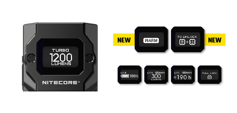Lampe porte-clés Nitecore TUP 2 1200 lumens écran OLED - Noir