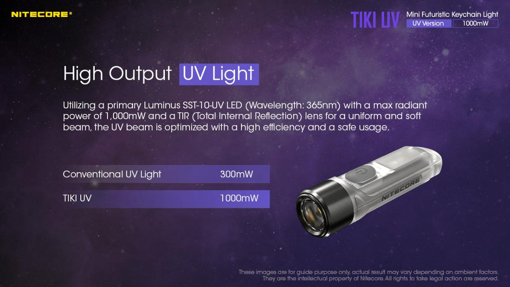 Lampe porte-clés UV Nitecore Tiki UV 1000 mW