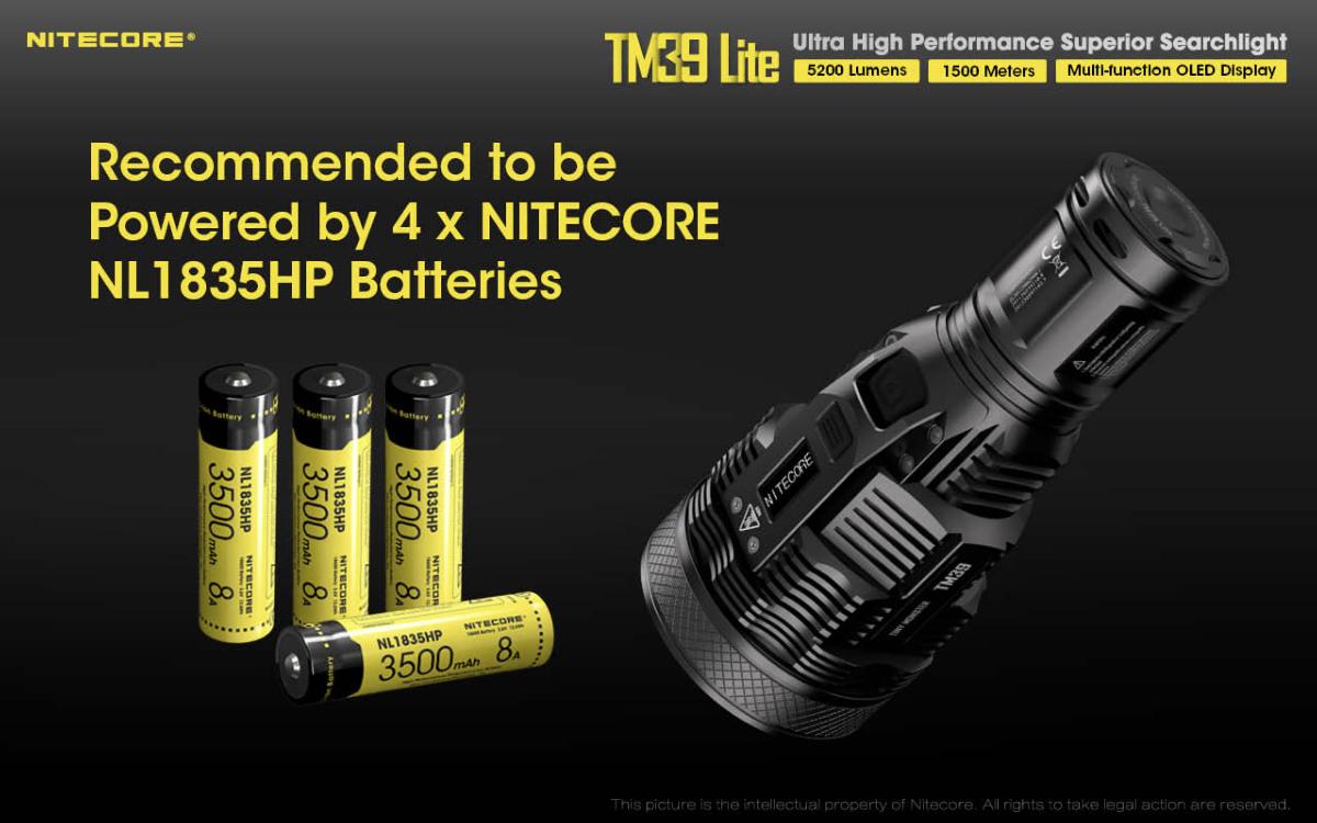 Lampe torche Nitecore TM39 Lite 5200 lumens 1500 m
