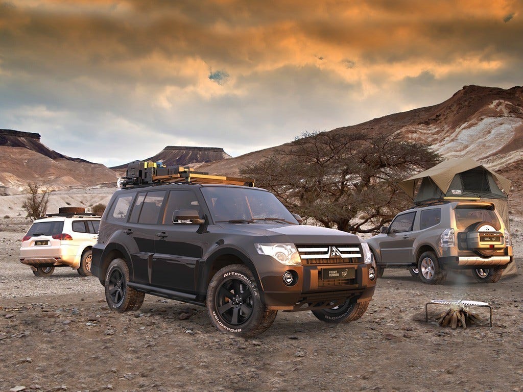 Galerie de toit à pieds hauts pour Mitsubishi Pajero, LWB (1