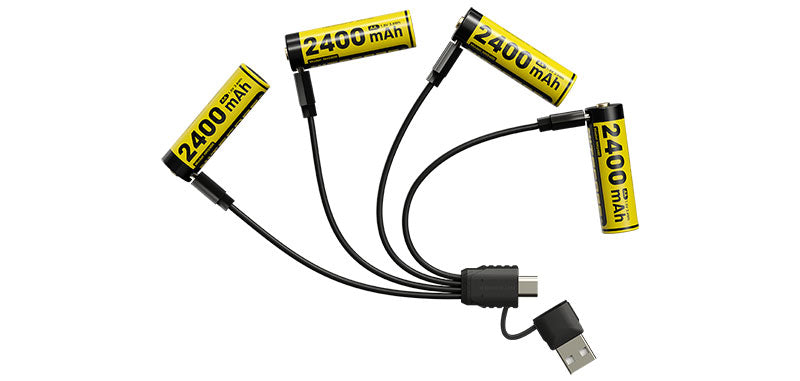 Piles AA rechargeables USB-C Nitecore NH2400 lot de 4