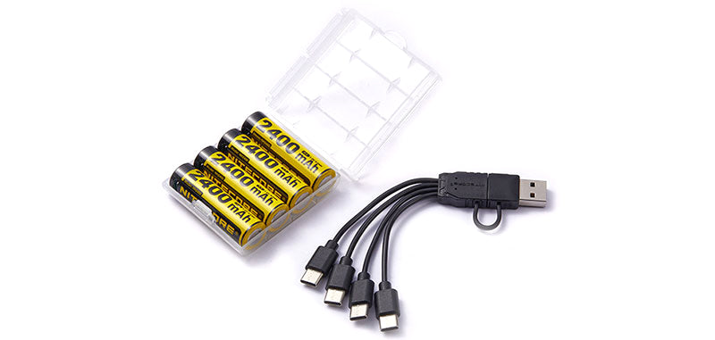 Piles AA rechargeables USB-C Nitecore NH2400 lot de 4