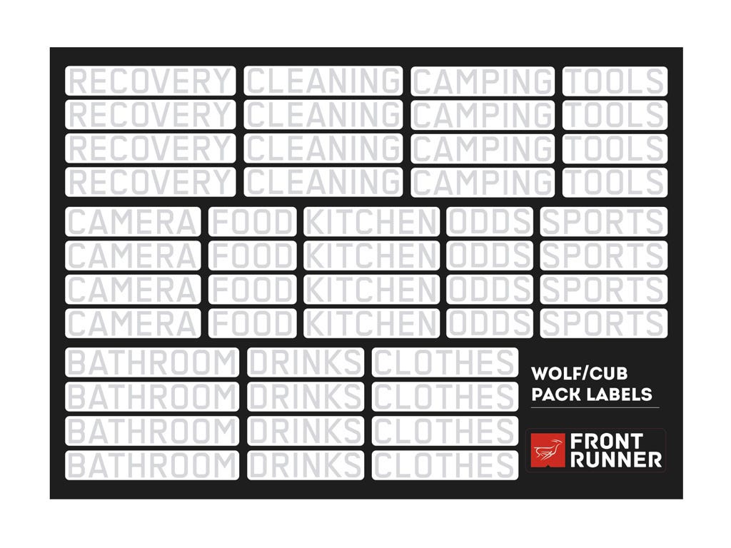 Planche d'étiquettes pour caisses Wolf Pack et Cub Pack, SBOX026