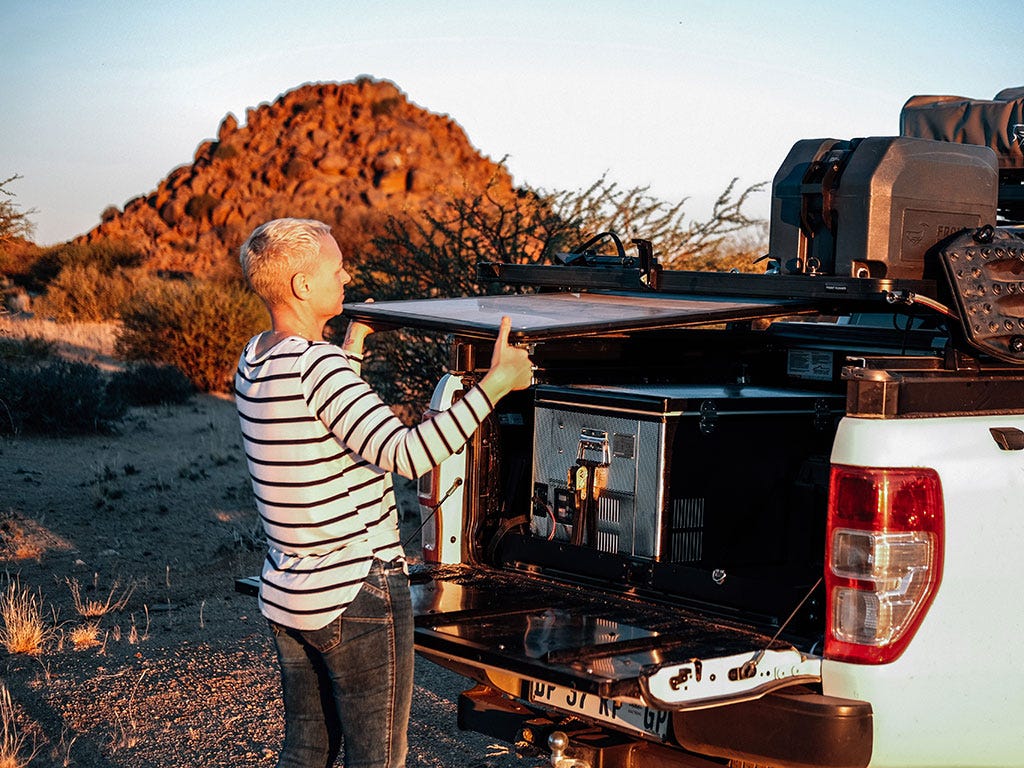 Table de camping Pro en acier inoxydable, Support de rangeme