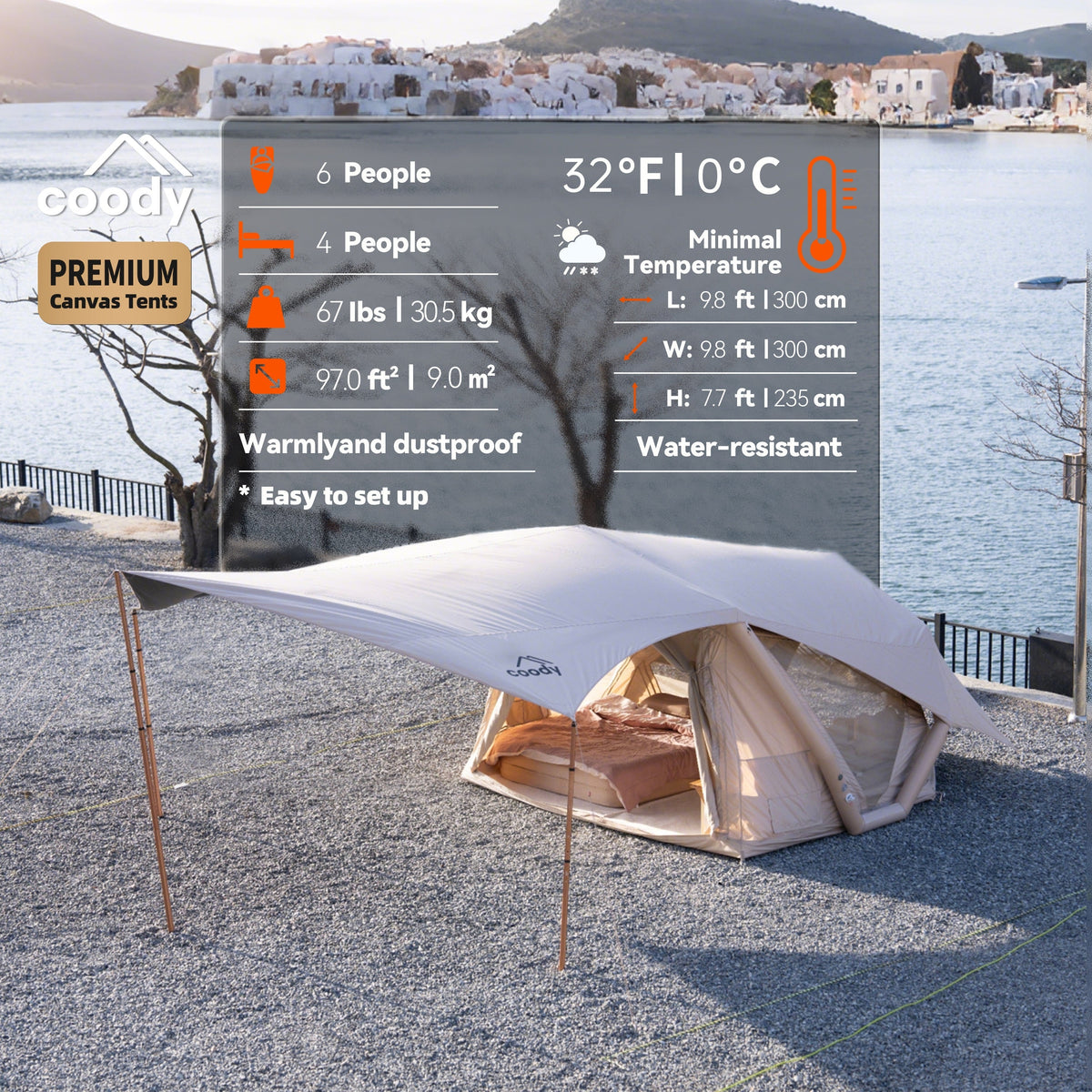 Tente gonflable Coody Havena PRO avec auvent moustiquaire - vue 3