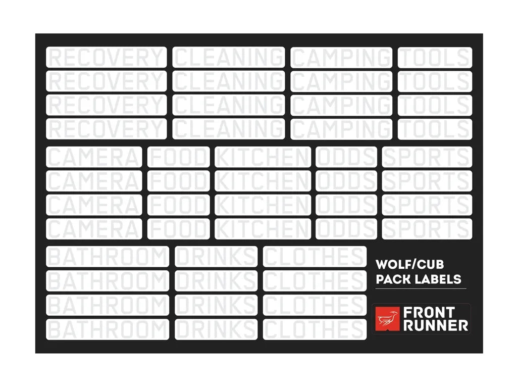 Planche d'étiquettes pour caisses Wolf Pack et Cub Pack, SBOX026
